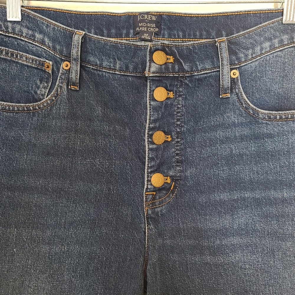 J. Crew Mid-Rise Flare Cropped Jeans Button Front - Picture 8 of 12